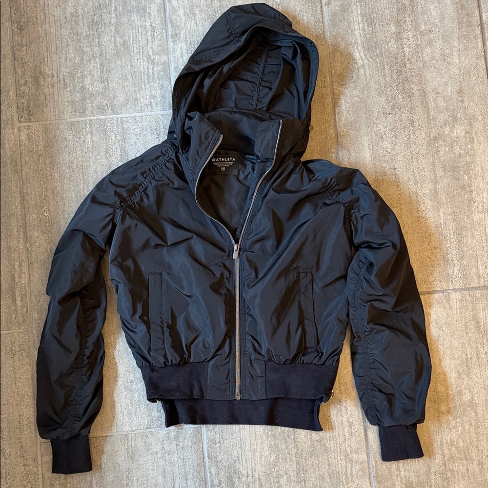 Athleta Black Jersey Bomber Zip-Up Jacket